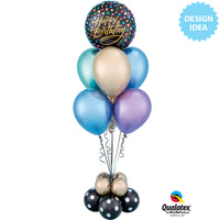 Qualatex 18 inch BIRTHDAY GOLD SCRIPT & DOTS Foil Balloon 57293-Q-U