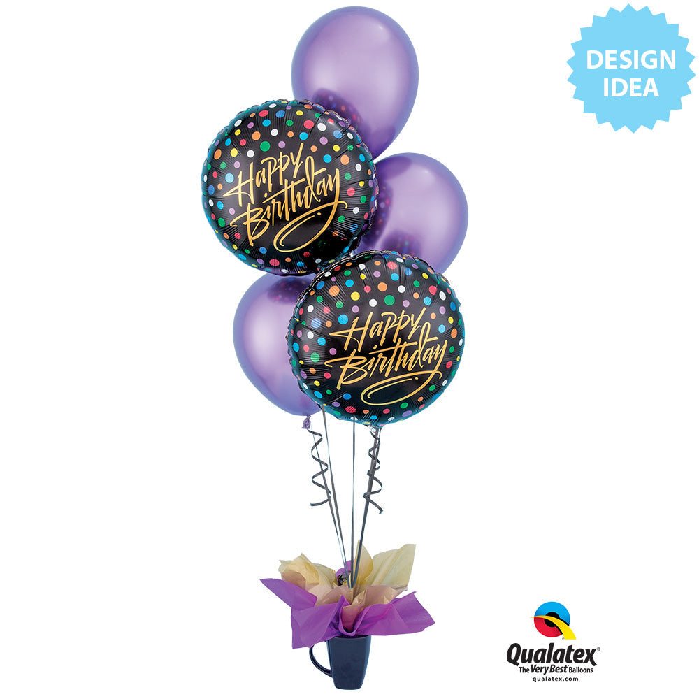 Birthday Blue And Gold Dots Balloon Bouquet