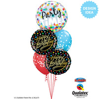 Qualatex 18 inch BIRTHDAY GOLD SCRIPT & DOTS Foil Balloon 57293-Q-U