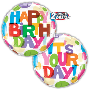 Qualatex 18 inch BIRTHDAY IT'S YOUR DAY! DOTS Foil Balloon