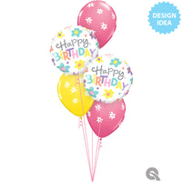 Qualatex 18 inch BIRTHDAY RETRO DAISIES Foil Balloon 26563-Q-P