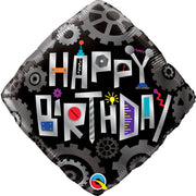 Qualatex 18 inch BIRTHDAY ROBOT COGWHEELS Foil Balloon 16443-Q-P