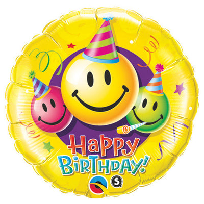 Qualatex 18 inch BIRTHDAY SMILEY FACES Foil Balloon
