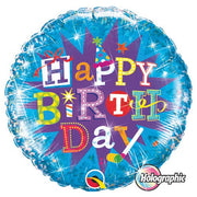 Qualatex 18 inch BIRTHDAY TYPOGRAPHY BLUE Foil Balloon