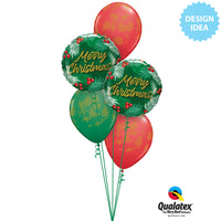 Qualatex 18 inch CHRISTMAS GREENS & BERRIES Foil Balloon 89851-Q-U
