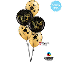 Qualatex 18 inch CONGRATS GRAD GOLD DOODLES Foil Balloon 82273-Q-U