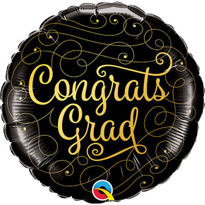 Qualatex 18 inch CONGRATS GRAD GOLD DOODLES Foil Balloon