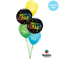 Qualatex 18 inch CONGRATS GRAD OMBRE DOTS Foil Balloon 98486-Q-U