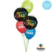 Qualatex 18 inch CONGRATS GRAD OMBRE DOTS Foil Balloon 98486-Q-U