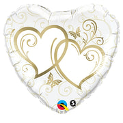 Qualatex 18 inch ENTWINED HEARTS - GOLD Foil Balloon