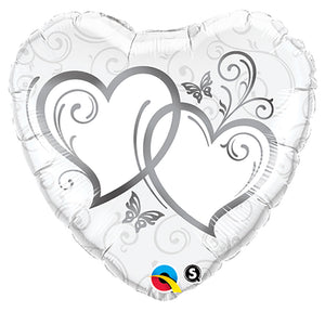 Qualatex 18 inch ENTWINED HEARTS - SILVER Foil Balloon