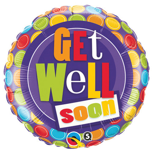 18 inch Qualatex Get Well Dot Patterns Foil Balloon - 36402