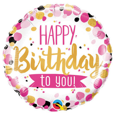 Qualatex 18 inch HAPPY BIRTHDAY TO YOU PINK & GOLD Foil Balloon 49170-Q-P