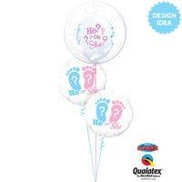 Qualatex 18 inch HE OR SHE? FOOTPRINTS Foil Balloon