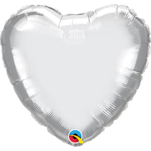 Qualatex 18 inch HEART - CHROME SILVER Foil Balloon 89611-Q-U