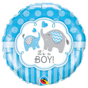 Qualatex 18 inch IT'S A BOY ELEPHANTS Foil Balloon 45107-Q-U