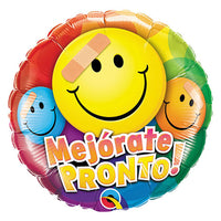 Qualatex 18 inch MEJORATE PRONTO SMILEY FACES Foil Balloon 49668-Q-P