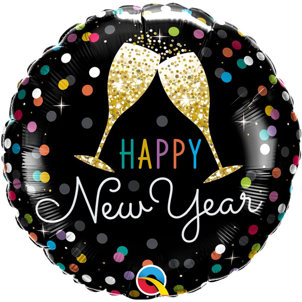 Qualatex 18 inch NEW YEAR BUBBLY WINE TOAST Foil Balloon 27920-Q-U