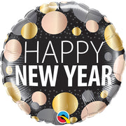 Qualatex 18 inch NEW YEAR METALLIC DOTS Foil Balloon 58161-Q-U