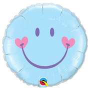 Qualatex 18 inch SWEET SMILE FACE - PALE BLUE Foil Balloon