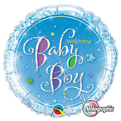 Qualatex 18 inch WELCOME BABY BOY STARS Foil Balloon
