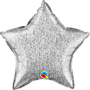 Qualatex 20 inch STAR - GLITTERGRAPHIC SILVER Foil Balloon 88783-Q-U