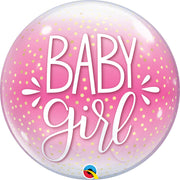 Qualatex 22 inch BUBBLE - BABY GIRL PINK & CONFETTI DOTS Bubble Balloon 10035-Q