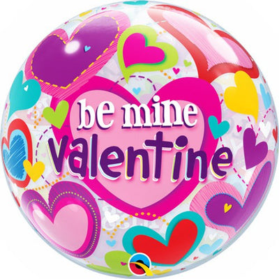 Qualatex 22 inch BUBBLE - BE MINE VALENTINE HEARTS Bubble Balloon 40095-Q