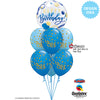 Qualatex 22 inch BUBBLE - BIRTHDAY BLUE & GOLD DOTS Bubble Balloon 87748-Q