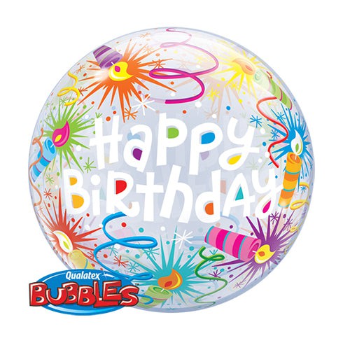 Qualatex 22 inch BUBBLE - BIRTHDAY LIT CANDLES Bubble Balloon 16658-Q
