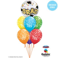 Qualatex 22 inch BUBBLE - CONGRATS GRAD STARS & DOTS Bubble Balloon 82523-Q
