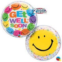 Qualatex 22 inch BUBBLE - GET WELL SOON SMILE FACES Bubble Balloon 24906-Q