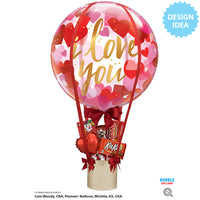 Qualatex 22 inch BUBBLE - I LOVE YOU PAPER HEARTS Bubble Balloon 20941-Q