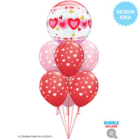 Qualatex 22 inch BUBBLE - LOVE CONNECTED HEARTS Bubble Balloon 24076-Q