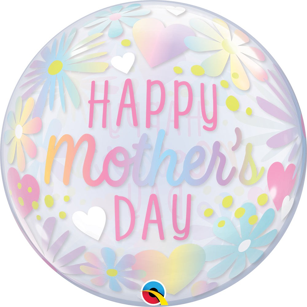 22in Qualatex Bubble Mother's Day Floral Pastel Balloon