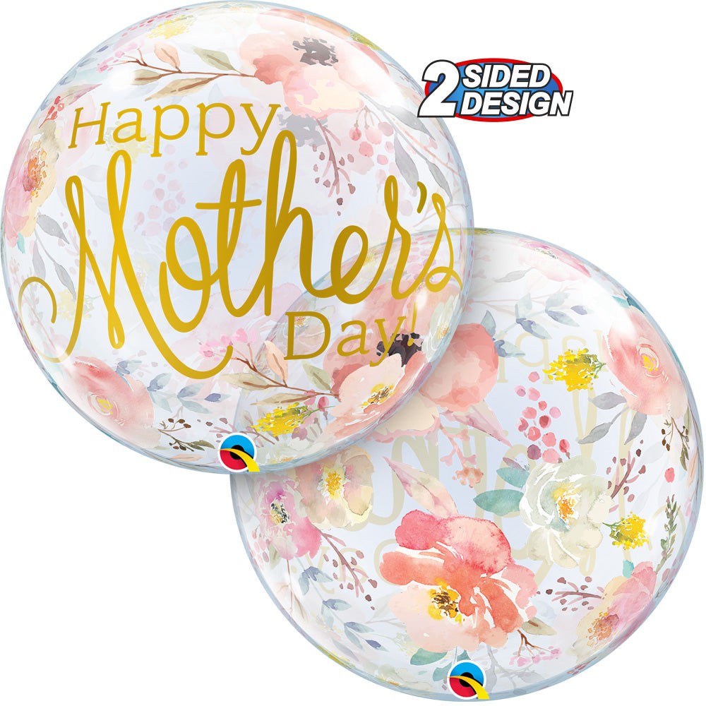 Qualatex 22 inch BUBBLE - MOTHER'S DAY WATERCOLOR FLORAL Bubble Balloon 24899-Q