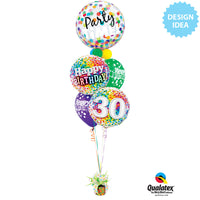 Qualatex 22 inch BUBBLE - PARTY TIME! COLORFUL DOTS Bubble Balloon 23636-Q