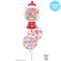 Qualatex 22 inch BUBBLE - VALENTINE'S CANDY HEARTS Bubble Balloon 24078-Q