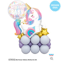 Qualatex 22 inch BUBBLE - WELCOME BABY BOHO RAINBOWS Bubble Balloon 24902-Q