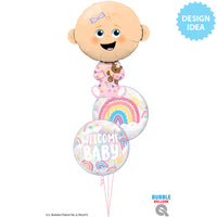 Qualatex 22 inch BUBBLE - WELCOME BABY BOHO RAINBOWS Bubble Balloon 24902-Q