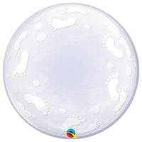 Qualatex 24" DECO BUBBLE - BABY FOOTPRINTS Bubble Balloon 49459-Q