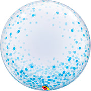 Qualatex 24 inch DECO BUBBLE - BLUE CONFETTI DOTS Bubble Balloon 57789-Q