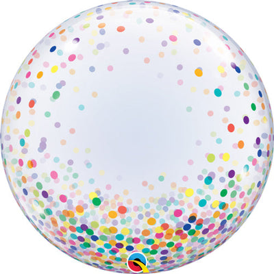 Qualatex 24 inch DECO BUBBLE - COLORFUL CONFETTI DOTS Bubble Balloon 57791-Q-P