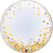 Qualatex 24 inch DECO BUBBLE - GOLD CONFETTI DOTS Bubble Balloon 89727-Q