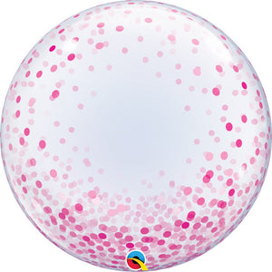 Qualatex 24 inch DECO BUBBLE - PINK CONFETTI DOTS Bubble Balloon 57790-Q