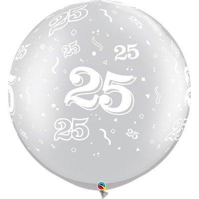 Qualatex 30 inch 25-A-ROUND - SILVER Latex Balloons 29237-Q