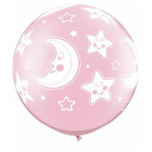 Qualatex 30 inch BABY MOON & STARS-A-ROUND - PEARL PINK Latex Balloons 32121-Q