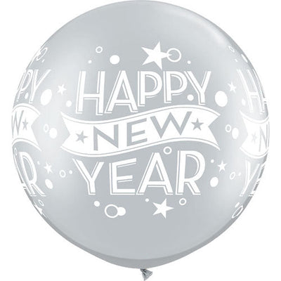 Qualatex 30 inch SILVER NEW YEAR CONFETTI DOTS Latex Balloons 19173-Q
