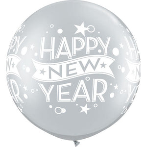 Qualatex 30 inch SILVER NEW YEAR CONFETTI DOTS Latex Balloons 19173-Q