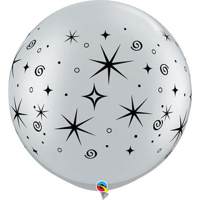 Qualatex 30 inch SPARKLES & SWIRLS WRAP - SILVER Latex Balloons 31351-Q